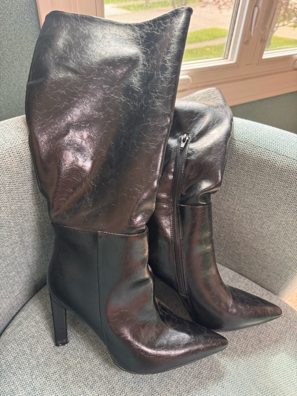 ASOS Curve Black Pointed Toe Over-the-Knee Stiletto Boots